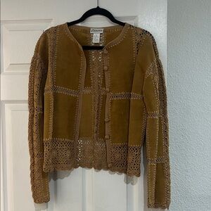 Gantos Brown Leather Jacket Cardigan